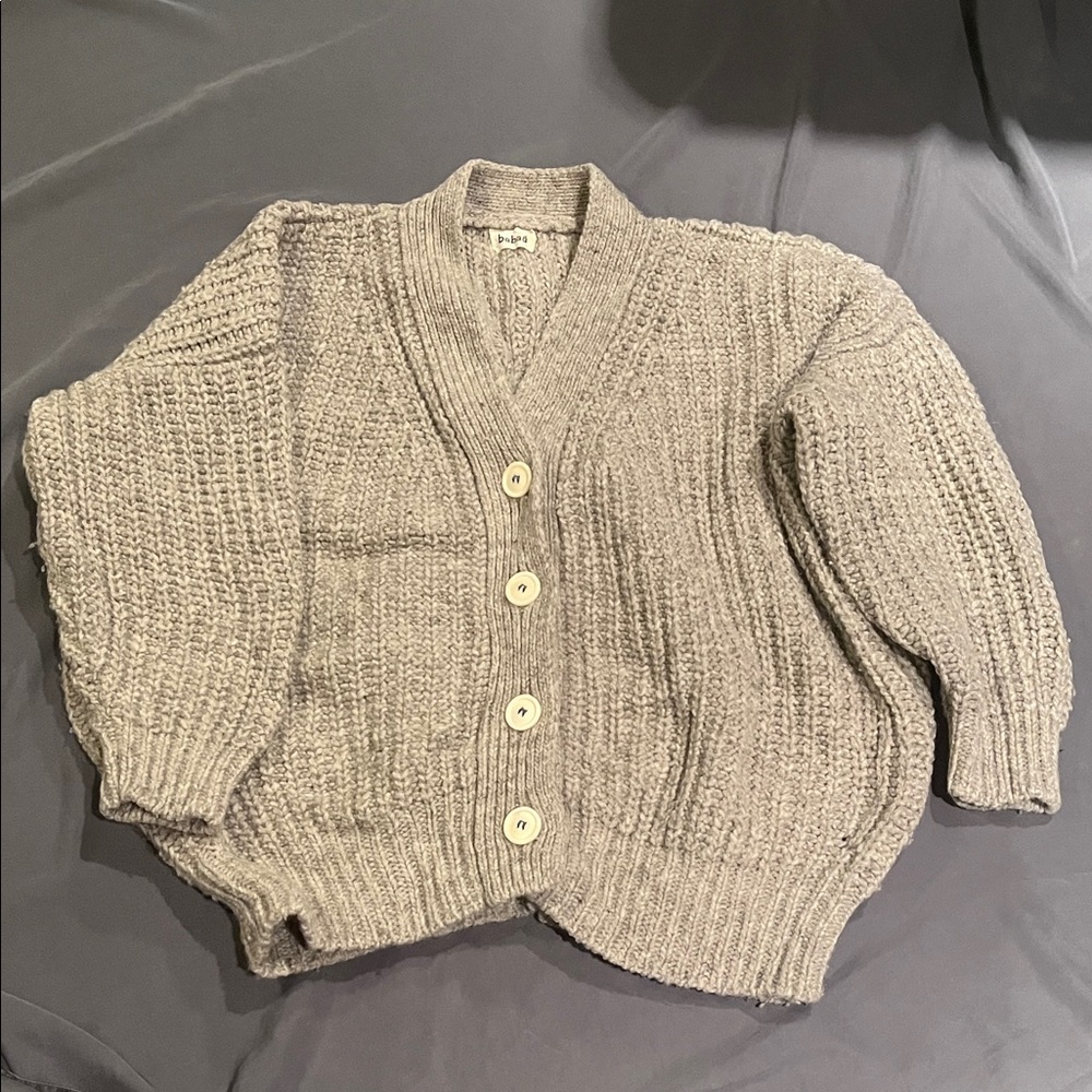 Cozy Beige Wool Knit Cardigan Sweater
